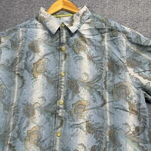 Tommy Bahama Shirt Mens XL Multi Color Paisley Floral Coastal Vacation 100% Silk
